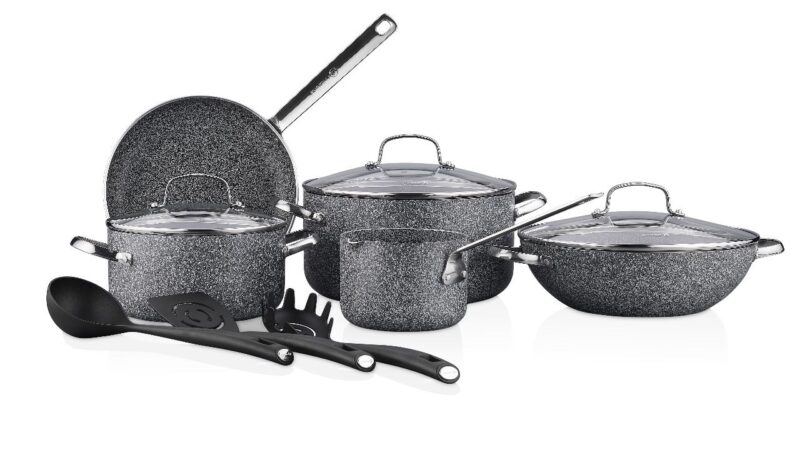 Korkmaz Cortina Plus 11 Pcs Volkanit Granite Cookware Set