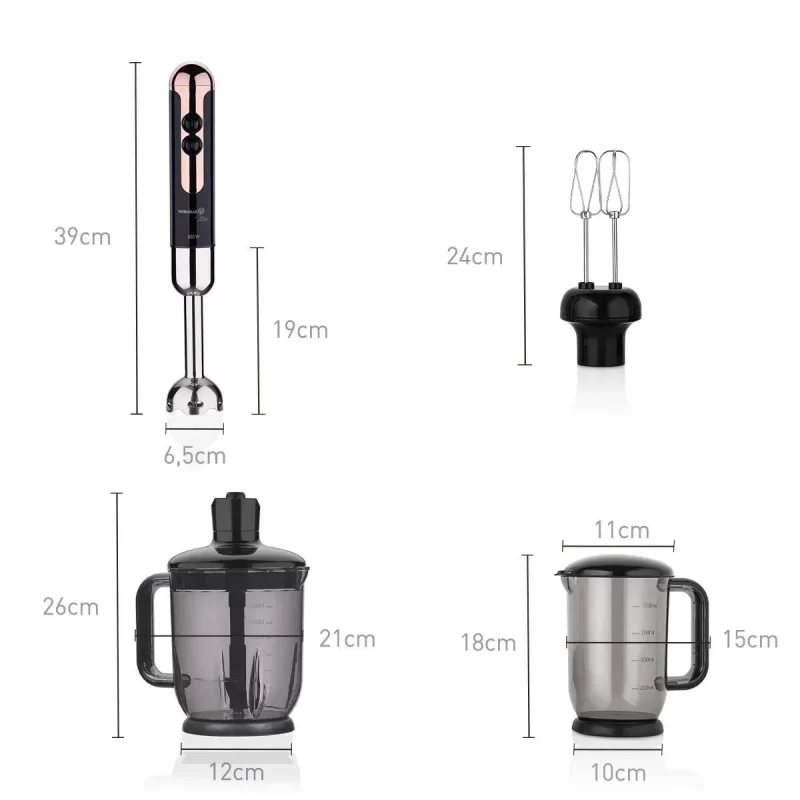 Korkmaz Mia Mega Black Rosegold Deluxe Blender Set